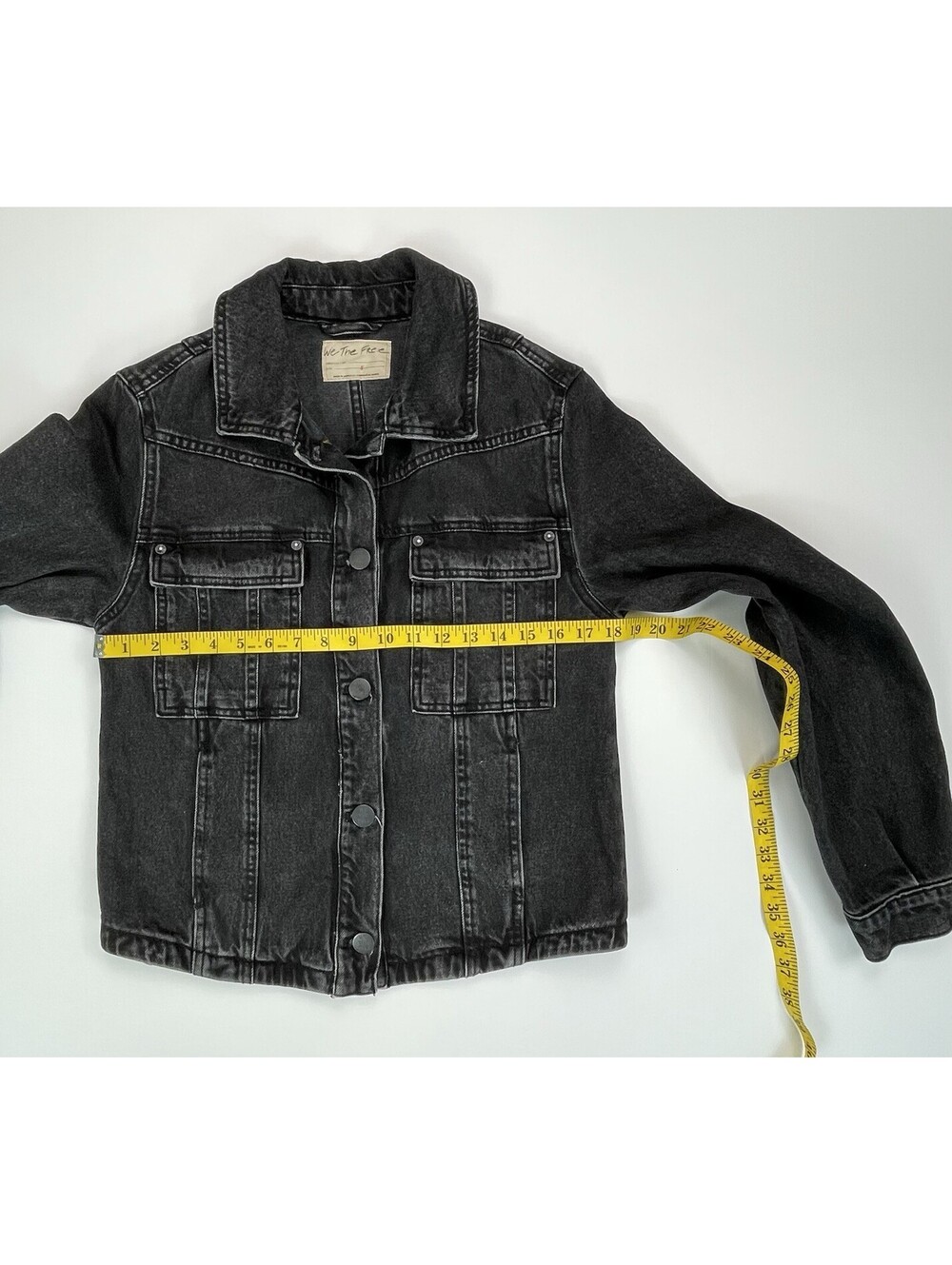 Free People We The Free Jade Denim Jacket Washed Black Cotton Trucker S - Picture 9 of 9
